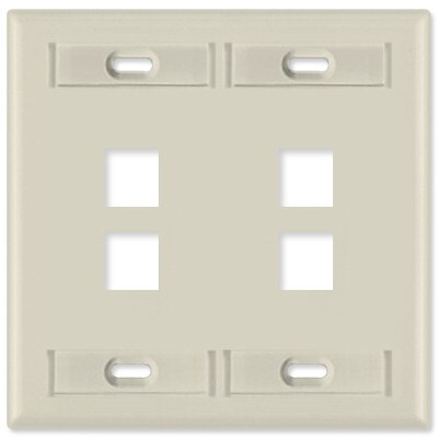 Leviton QuickPort Wallplate, 2-Gang, 4-Port (with ID Window), Light Almond